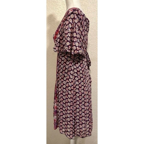 Vintage 90s Purple Floral Cute Summer Tie Dress - Picture 3 of 5